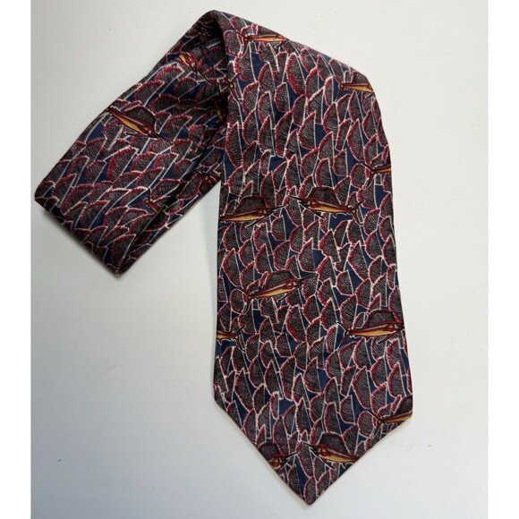 Fish Tales By Schreter Hand Finished All Silk Sailfish Neck Tie - Picture 3 of 8